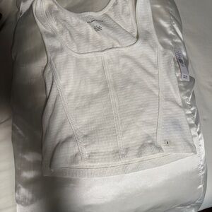 American Eagle Outfitters Cream Ribbed Tank